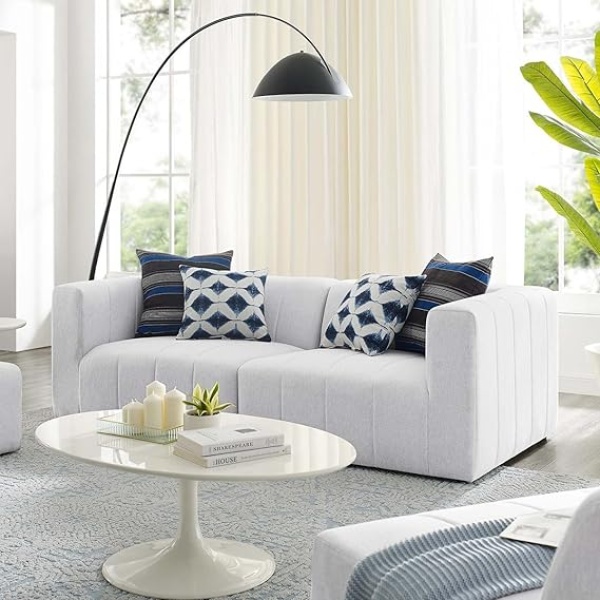 Ripple FURNITURE Upholstered Fabric 3Piece Sofa 106 X 330 X 70 Cm Grey FOS-FUAE-1352-1M