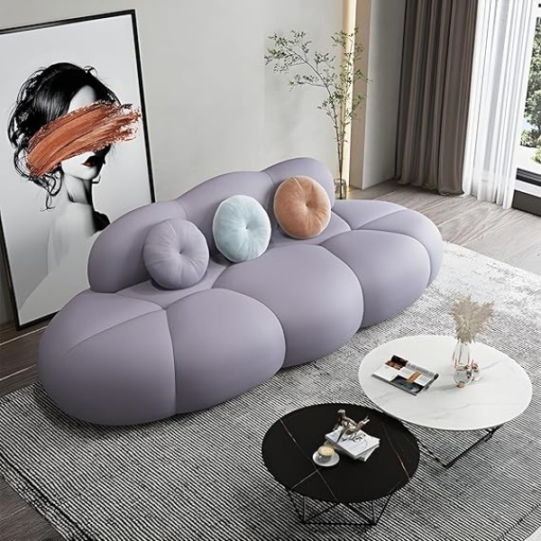 Ripple Furniture Contemporary Armless Sofa Wool Cloud Stylish Living Room Sofa (Purple)
