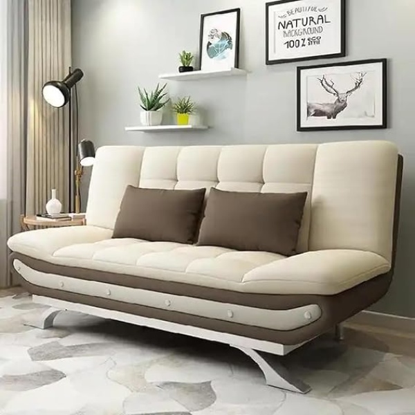 Ripple FURNITURE Stylish Sofa Bed for Versatile Living Cozy Sofa Turns Bed Comfort for Sitting or Sleeping (Beige Grey)