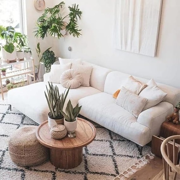 Ripple FURNITURE Elegant White L-Shaped Sofa