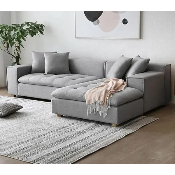 Ripple FURNITURE Living room sectional couch sofa set (Dark Grey)