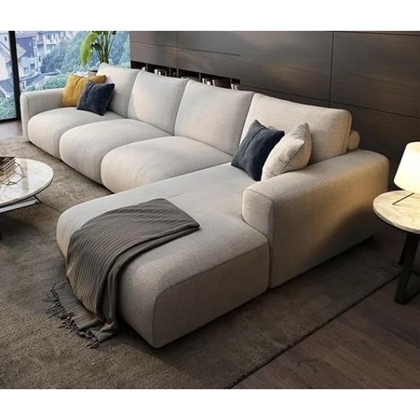 Ripple FURNITURE Luxury Modern Sofa Couch with Chaise Lounge, Living Room, Bedroom, Dining Room, Office, Guestroom (Light Beige, Left)