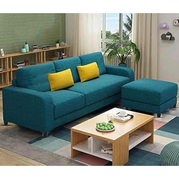 Ripple FURNITURE 3 Seater Luxury Sofa For Living Room (Green Fabric)
