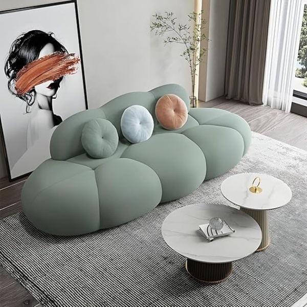 Ripple Furniture Contemporary Armless Sofa Wool Cloud Stylish Living Room Sofa (Light Green)