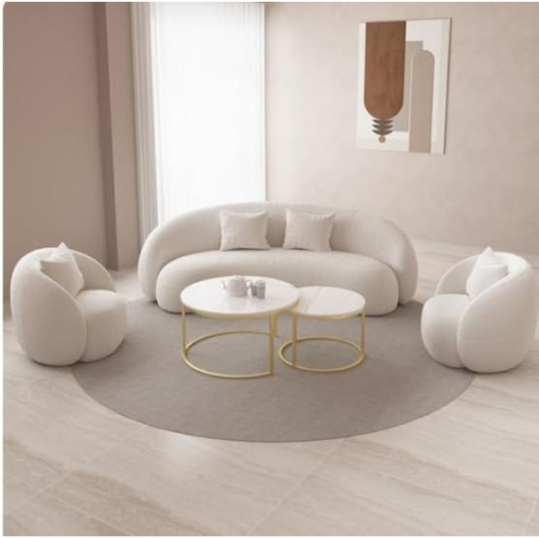 Ripple FURNITURE Nordic Style Cloud Relax Sofa Stretch Living Room Minimalist Armchair Modern Couch Modular White Reading Canape Salon Home Furniture (Beige)