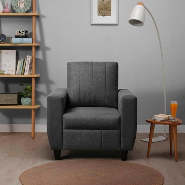 Ripple FURNITURE Modern Fabric Sofa (1 Seater, Stone Grey)