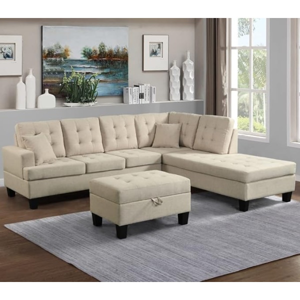 Ripple FURNITURE Fabric furniture classic furniture sofa home fabric couch sofa set with storage ottoman