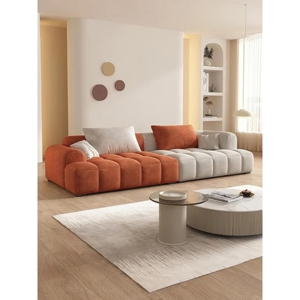 Ripple FURNIUTRE Modern Living Room Sofa Woobly Design (Orange & Off White)