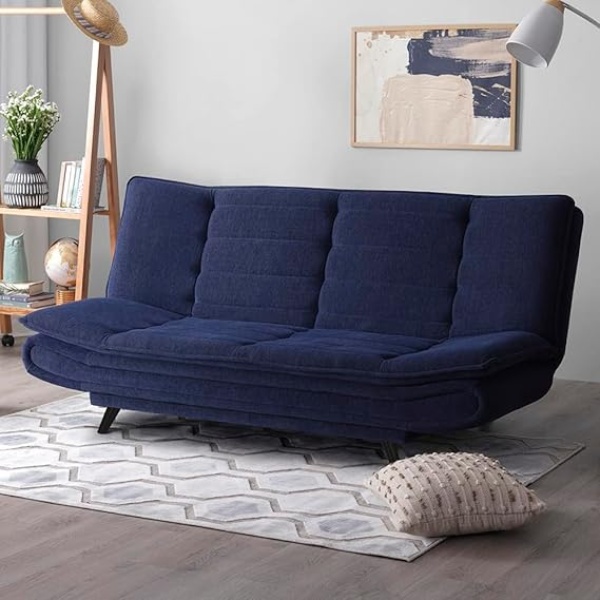 Ripple FURNITURE Foldable 3 Seater Sofa Cum (Navy Blue)