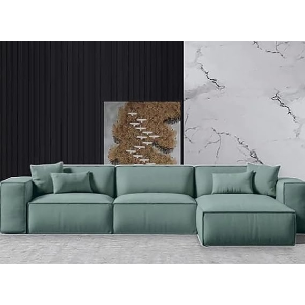 Ripple FURNITURE L-Shape Modern Style Luxury Home Couch (Left, Green)