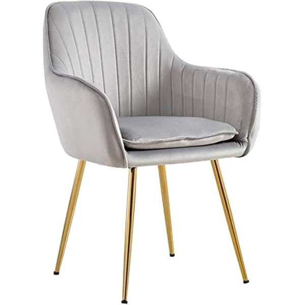 Ripple FURNITURE  Dining Room Restaurant Chair Hotel chair Office Visitor Chair Modern high back gray Velvet luxury Fabric Dining chair with gold legs