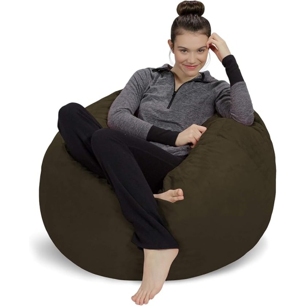 Ripple FURNITURE Sofa Sack Bean Bag Chair - Plush, Ultra Soft - Memory Foam Bean Bag Chair with Microsuede Cover - Stuffed Foam Filled Furniture and Accessories for Dorm Room 3 Feet - Olive
