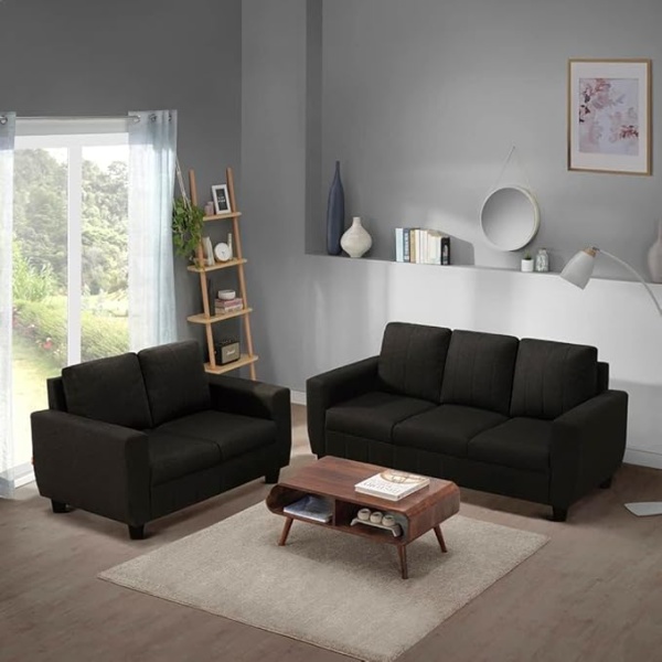 Ripple FURNITURE Modern Fabric Sofa (3+2 Seater, Woody Brown)