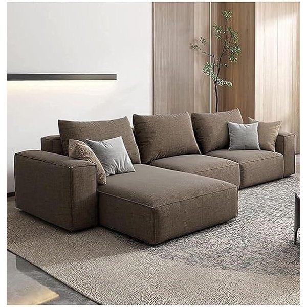 Ripple FURNITURE Modern Modular L-Shape Sofa (Brown)