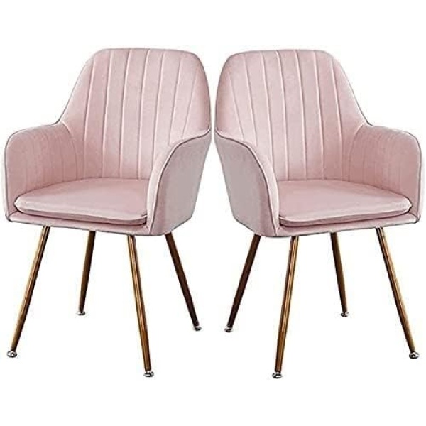 Ripple FURNITURE Dining Chairs Set for Dining Kitchen or Shop, Kitchen Velvet Dining Chair Set of 2 Kitchen Dining Room Chair Living Room High Back Armchair with Metal Legs Velvet Seat (Color : Pink)