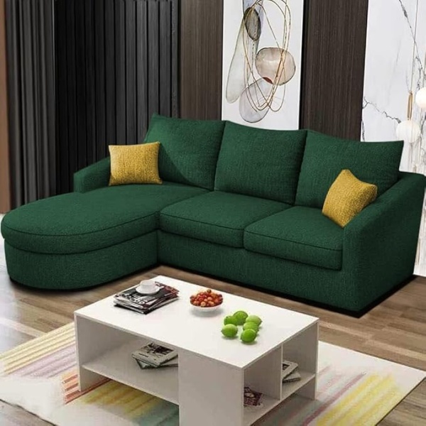 Ripple FUNRITURE EleganceEdge 4-Seater Sofa Set for Living Room (LHS) (Green)