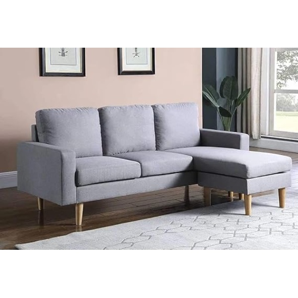 Ripple FURNITURE L shaped modern sectional sofa (Strom grey)