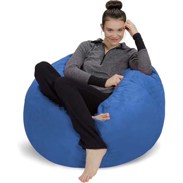 Ripple FURNITURE Sofa Sack - Plush, Ultra Soft Bean Bag Chair - Memory Foam Bean Bag Chair with Microsuede Cover - Stuffed Foam Filled Furniture and Accessories for Dorm Room - Royal Blue 3' (AMZBB-3SK-CS13)