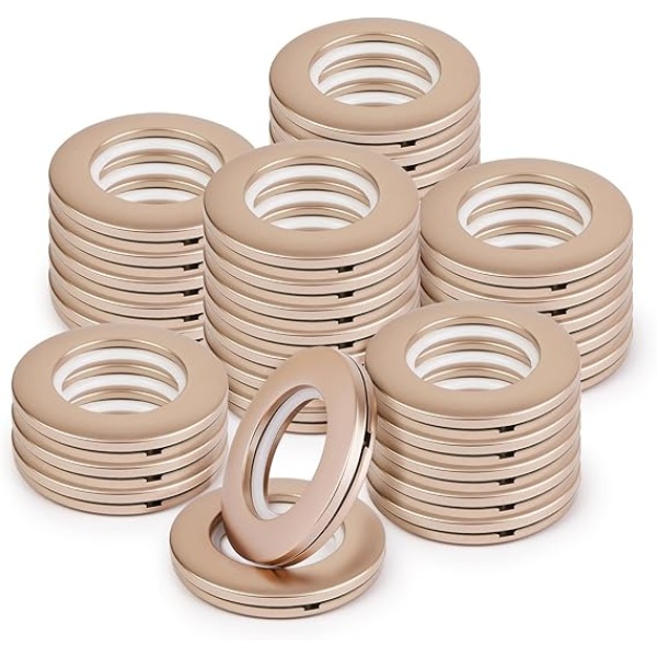 Ripple FURNITURE 32 PCS Curtain Grommets 40mm Roman Ring Inner Diameter (1-9/16") Nanoscale Low Noise Shower Curtain Rings for Curtain Rod Plastic Curtain Grommet Kit Matte Coffee