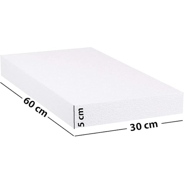 Ripple FURNITURE Large Styrofoam Blocks for Projects,60 by 30cm (White,5cm thick)