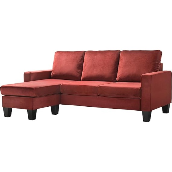 Ripple FURNITURE Glory Furniture Jessica, Burgundy Sofa Chaise, 33" H X 77" W X 52" D