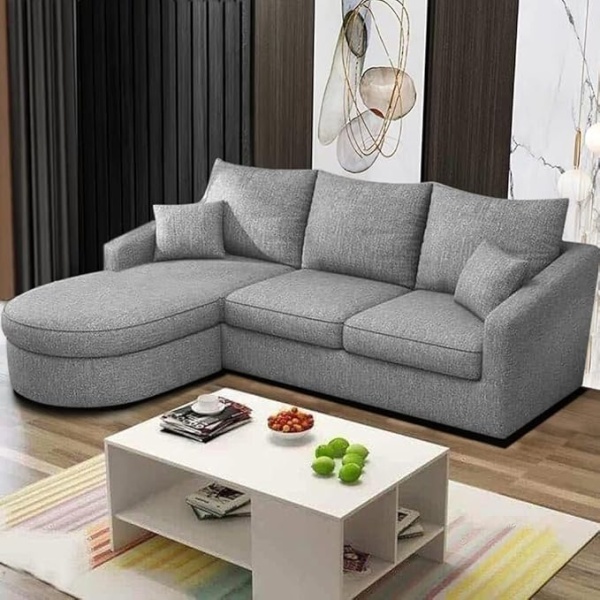 Ripple FURNITURE EleganceEdge 4-Seater Sofa Set for Living Room (LHS) (Grey)