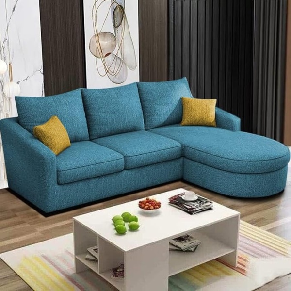 Ripple FURNITURE Elegance Edge 4-Seater Sofa Set for Living Room (Turquise)