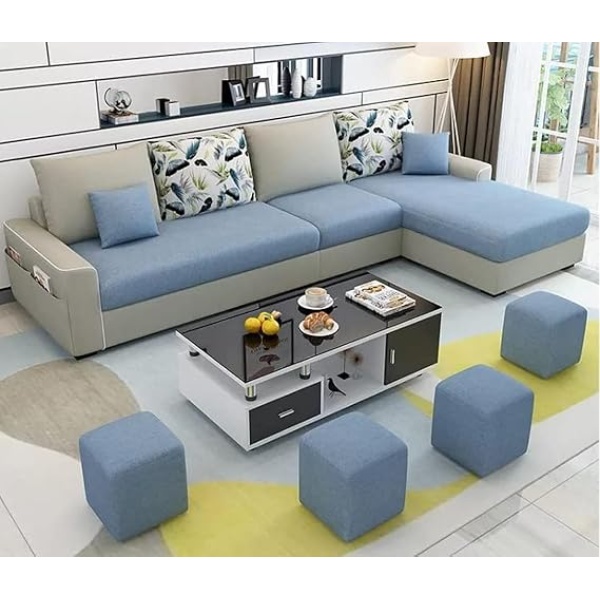 RIPPLE FURNITURE Simple combination removable and washable three-person small apartment sofa modern sectional sofa