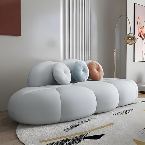Ripple Furniture Contemporary Armless Sofa Wool Cloud Stylish Living Room Sofa (Light Grey)