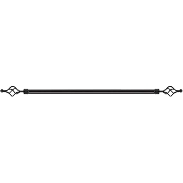Ripple FURNITURE Roman Adjustable Curtain Rod, 200-400 cm, Black, Metal Single Rod Window Treatment Rod Drapery Rod