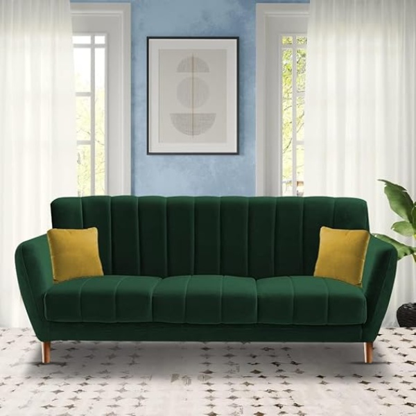 Ripple FURNITURE 3 Seater Sofa Set for Living Room (Green)