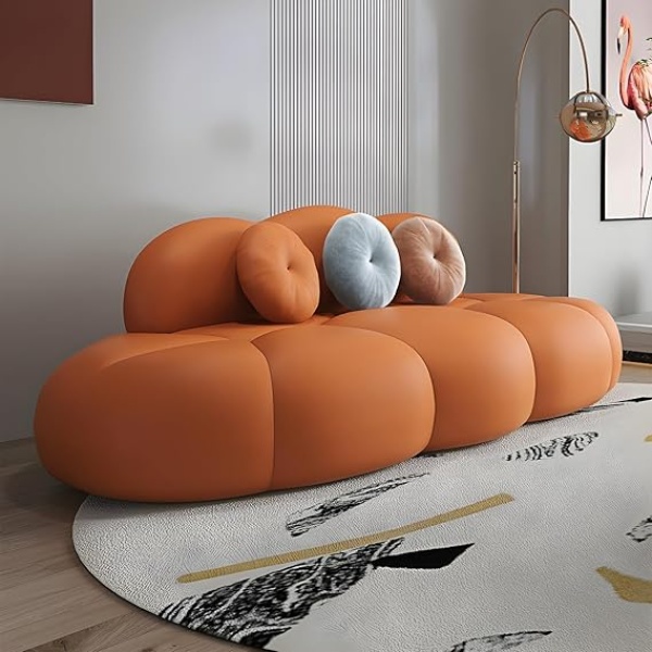 Ripple Furniture Contemporary Armless Sofa Wool Cloud Stylish Living Room Sofa (Orange)