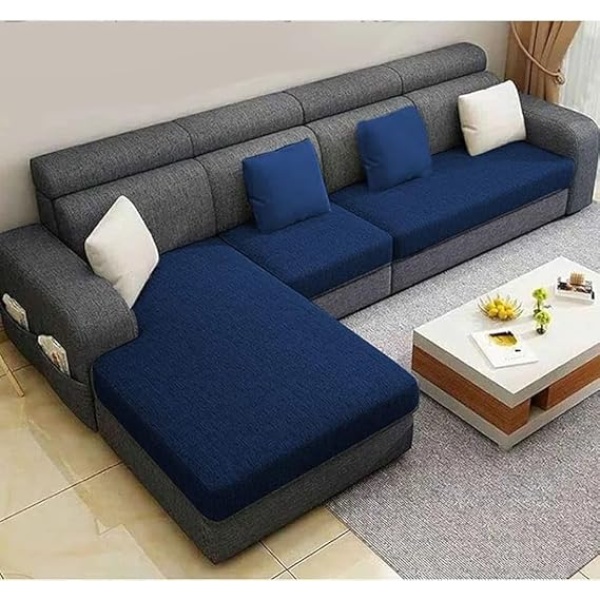 Ripple FURNITURE Luxury LHS 6 Seater Sofa For Living Room (Blue Grey)