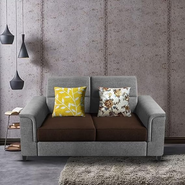 Ripple FURNITURE 2 Seater Sofa Set for Living Room (Brown Grey)