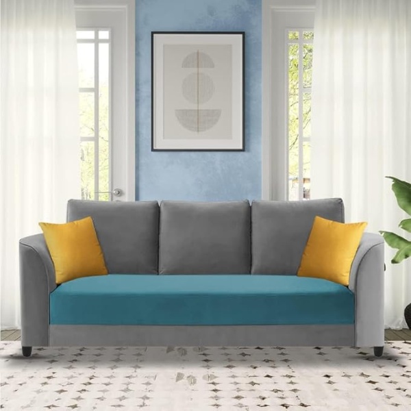 Ripple FURNITURE Modern Elegance 3-Seater Sofa Set (Turquise Grey)