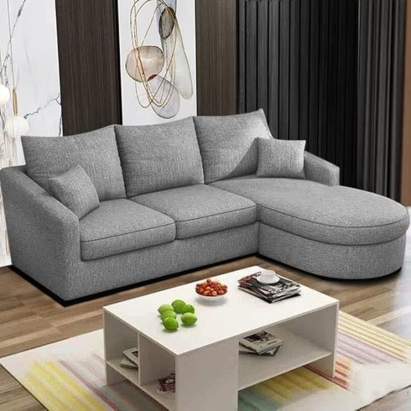 Ripple FURNITURE Elegance Edge 4-Seater Sofa Set for Living Room (Grey)