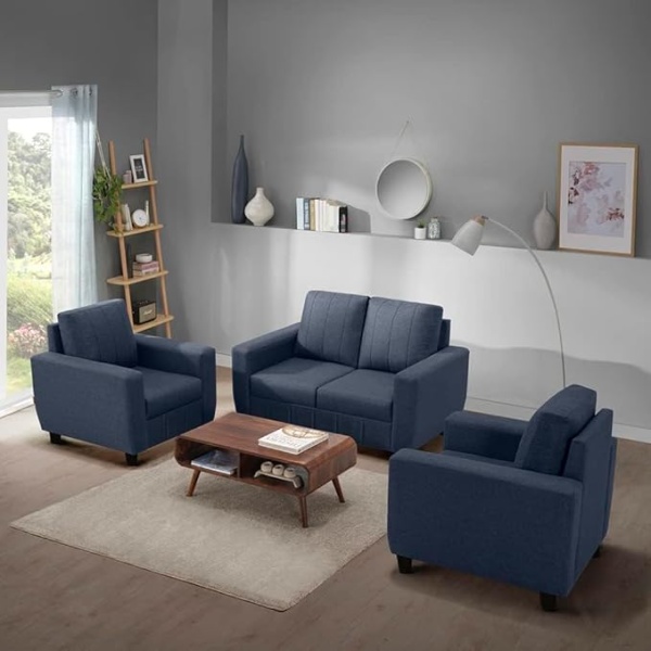 Ripple FURNITURE Modern Fabric Sofa (2+1+1, Ocean Blue)