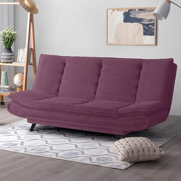 Ripple FURNITURE Foldable 3 Seater Sofa Cum (Purple)