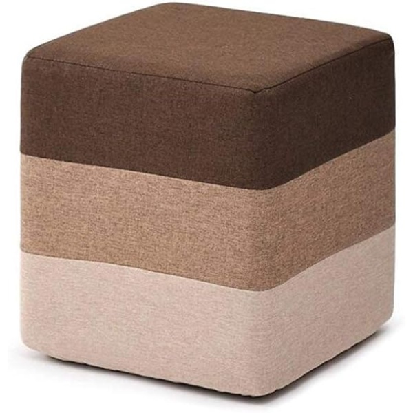 Ripple FURNITURE Chair Stool Creative Footstool Ottoman Pouffe Stool,Sofa Dressing Change Shoes Bench Upholstered-Living Room Footrest Small Chair Seat Pouf Beanbag,Linen Fabric (Brown) (Size : Round),Size:Round