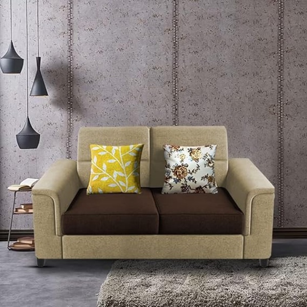 Ripple FURNITURE 2 Seater Sofa Set for Living Room (Cream Brown)
