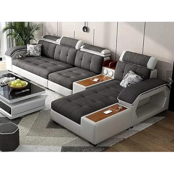 Ripple FURNITURE Elegantly designed L-shaped living room sofa set