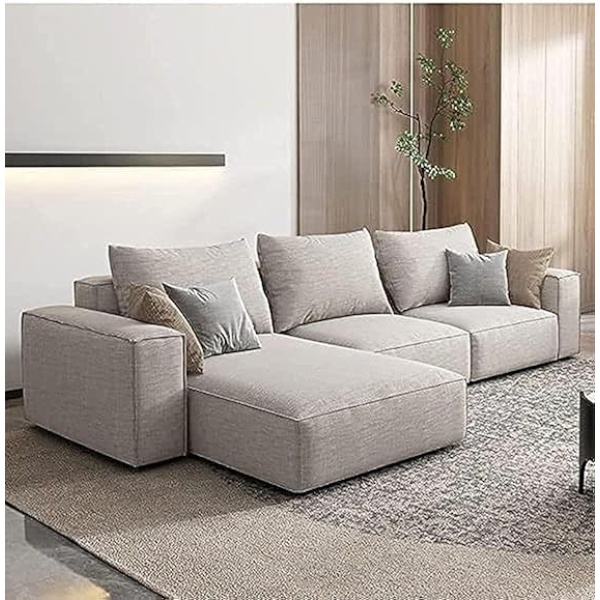 Ripple FURNITURE Modern Modular L-Shape Sofa (Pink)