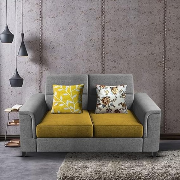 Ripple FURNIUTRE 2 Seater Sofa Set for Living Room (Yellow Grey)