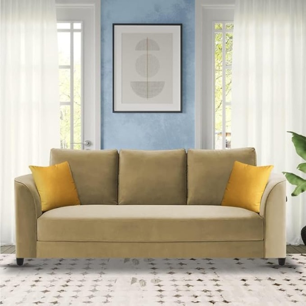 Ripple FURNITURE Modern Elegance 3-Seater Sofa Set (Cream)