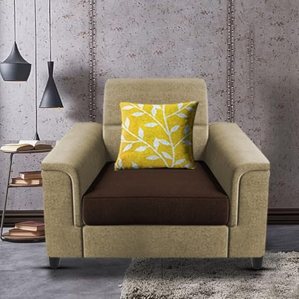 Ripple FURNITURE Single Seater Sofa for Living Room (Cream Brown)