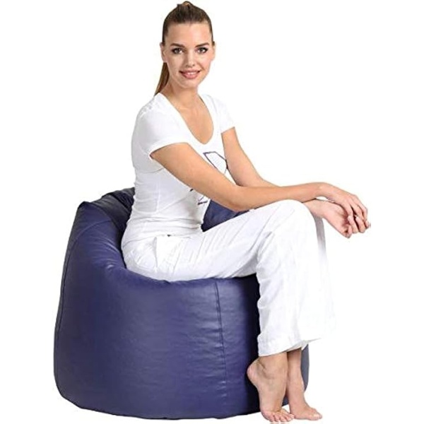 Ripple FURNITURE Comfy Pvc Leather Large Bean Bag- Royal Blue