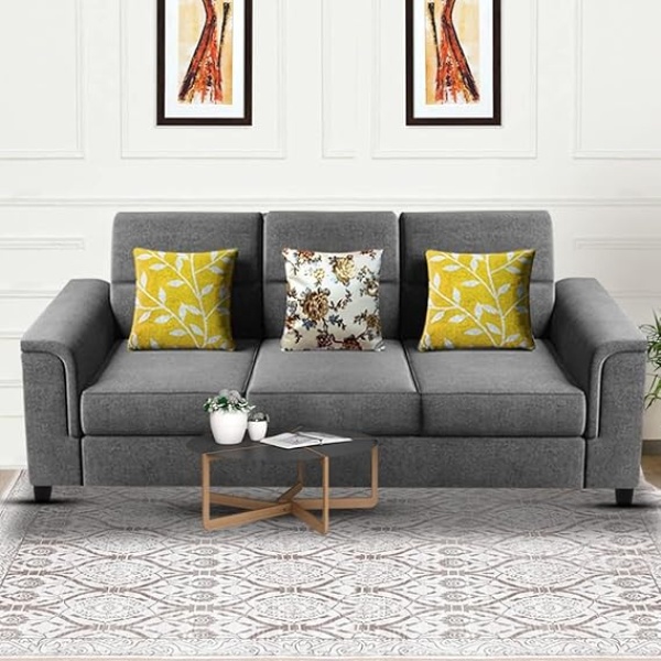 Ripple FURNIUTRE Elegant 3 Seater Sofa Set for Living Room (Grey)