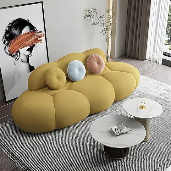 Ripple Furniture Contemporary Armless Sofa Wool Cloud Stylish Living Room Sofa (Ginger)