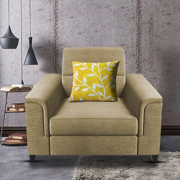 Ripple FURNITURE Single Seater Sofa for Living Room (Cream)