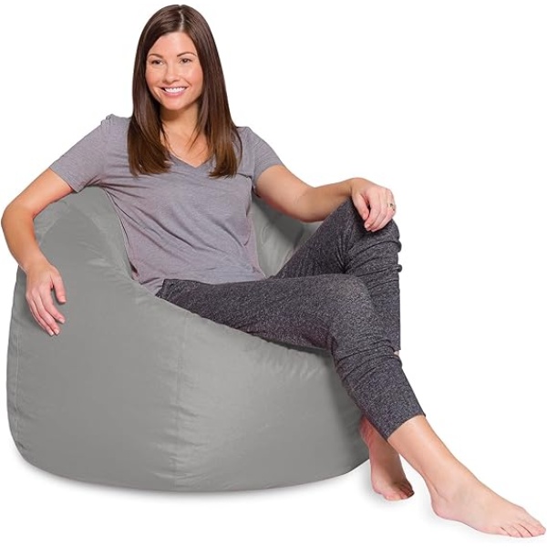 Ripple FURNITURE Comfy Sdfds Pvc Leather Large Pvc Bean Bag, Grey, H42 X W42 X D28 Cm